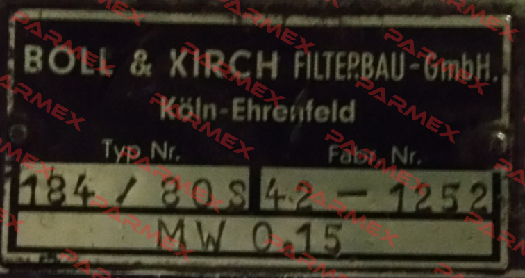  Type 184/80S REPLACED BY 2.06.5.265.500 DN 80  Boll Kirch