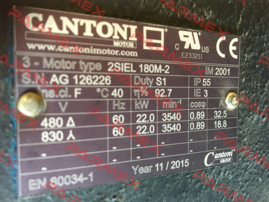 2SIEL 180M-2 22kW B3/B5 400/690V-50Hz IE2  Cantoni