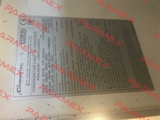 CVE15002209000 7035F obsolete, replacement CVE15002208000  Cosmotec (brand of Stulz)