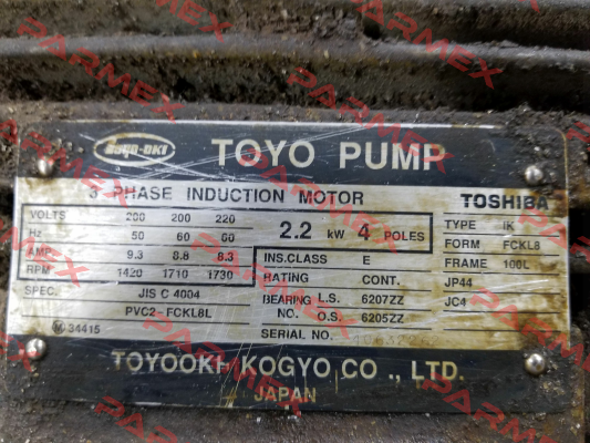 PVC2-FCKL8L obosolete replacement PVC2-IKH3-FCKLA21E-4P-2.2KW-CE  JTEKT FLUID POWER SYSTEMS CORPORATION (ex. Toyooki)