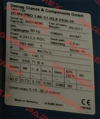 DCS-Pro 5-500 1/1 H5 VS8-15  Demag