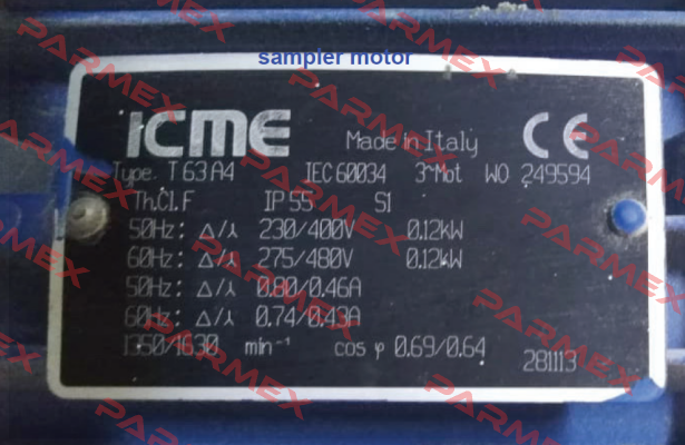 Type: T63A4 IEC60034 Icme Motor