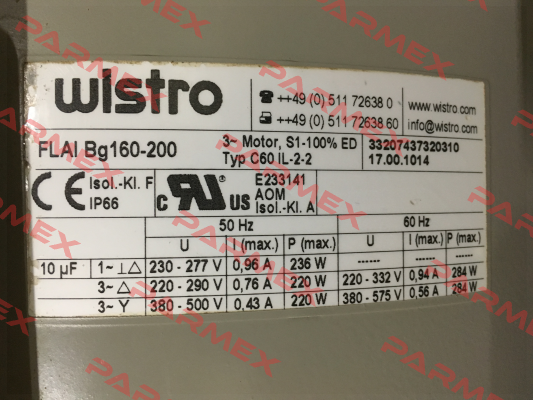 Typ: C60 IL-2-2 FLAI Bg160-200 (17.00.1014) Wistro