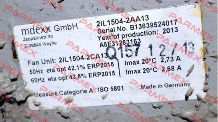 2IL1504-2AA13 S/N: B13639524017 Mdexx
