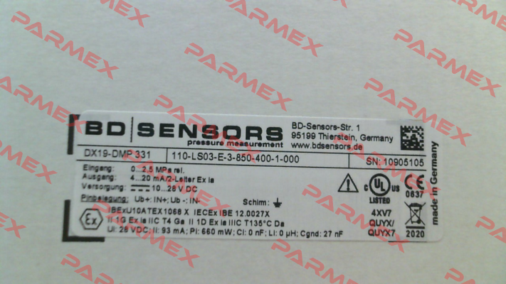 110-LS03-E-3-850-400-1-000 Bd Sensors