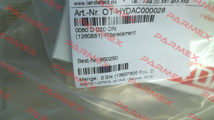 1260881 / 0060 D 020 BN4HC Hydac