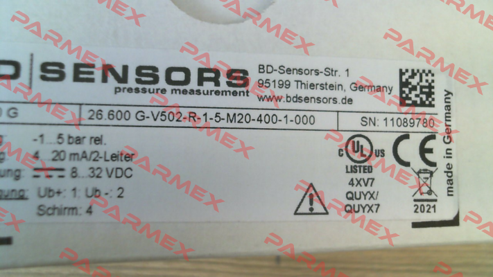 26.600 G-V502-R-1-5-M20-400-1-000 Bd Sensors