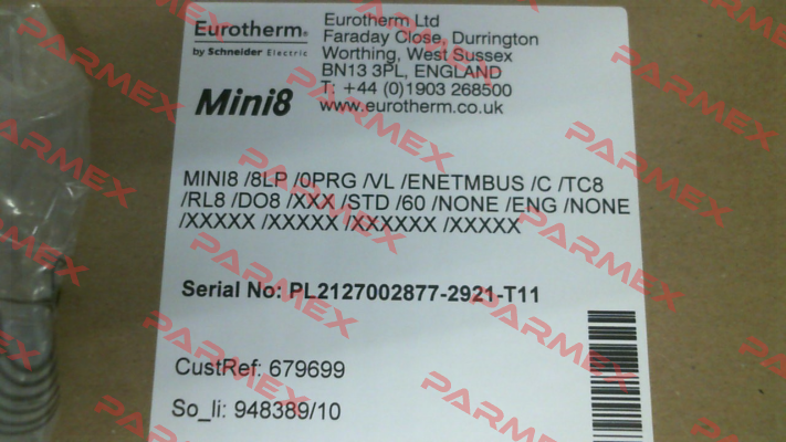 MINI8/8LP /0PRG /VL /ENETMBUS /C /TC8 /RL8 /DO8 /XXX /STD /60 /​NONE /ENG /NONE /XXXXX /XXXXX /XXXXXX /XXXXX Eurotherm