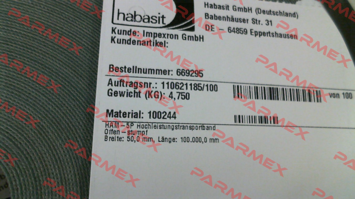 HAM -5P 3002324 841/B (1x100m) Habasit