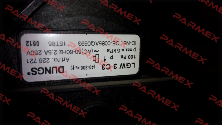 LGW 3 C3, Art.N 226721 -  not available possible replacement(LGW 3 A2-7 / 257435;LGW 3 A2-7 / 257435;LGW 3 A4, 0.4 / 221590;DMV-D 503/11 / 222 326)  Dungs