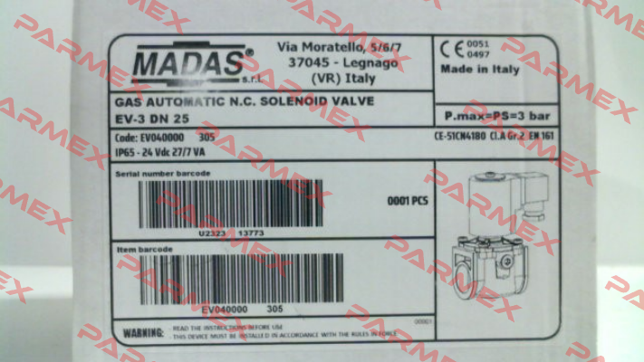 EV-3, DN25 / EV040000 305 Madas